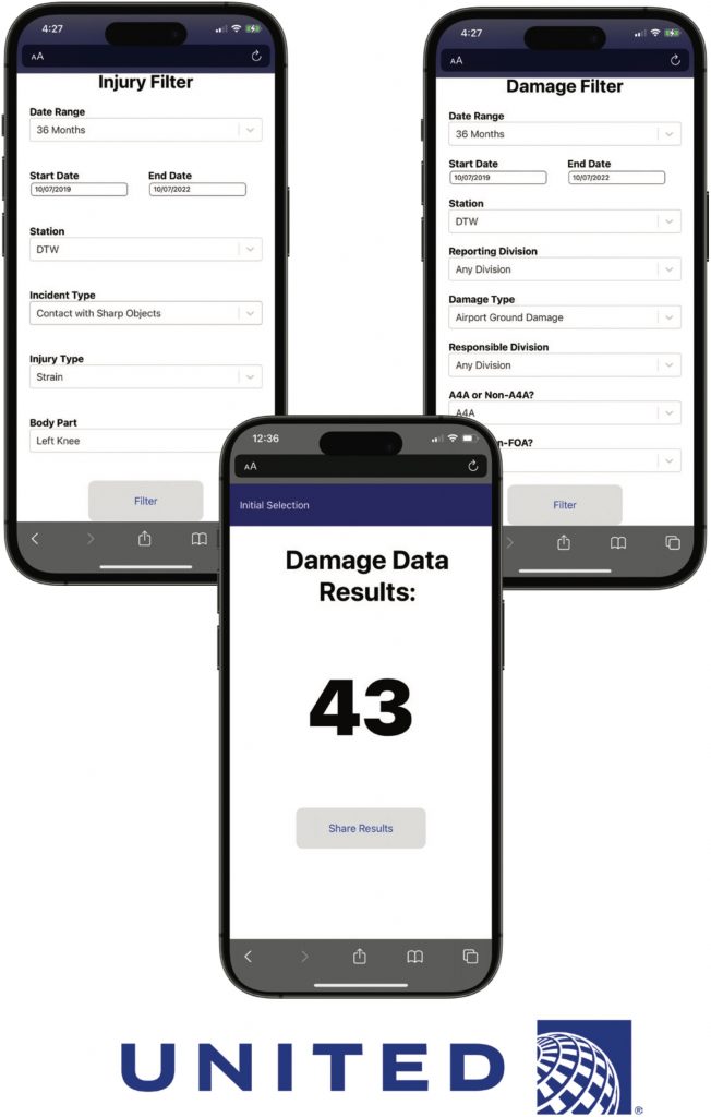 United Airlines Data on Demand App project screenshots