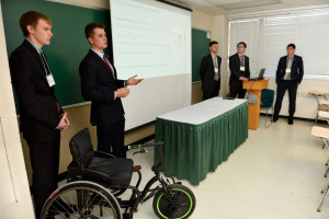 The ME James Dyson Foundation team giving their presentation: “Inclusive Sports Wheelchair”