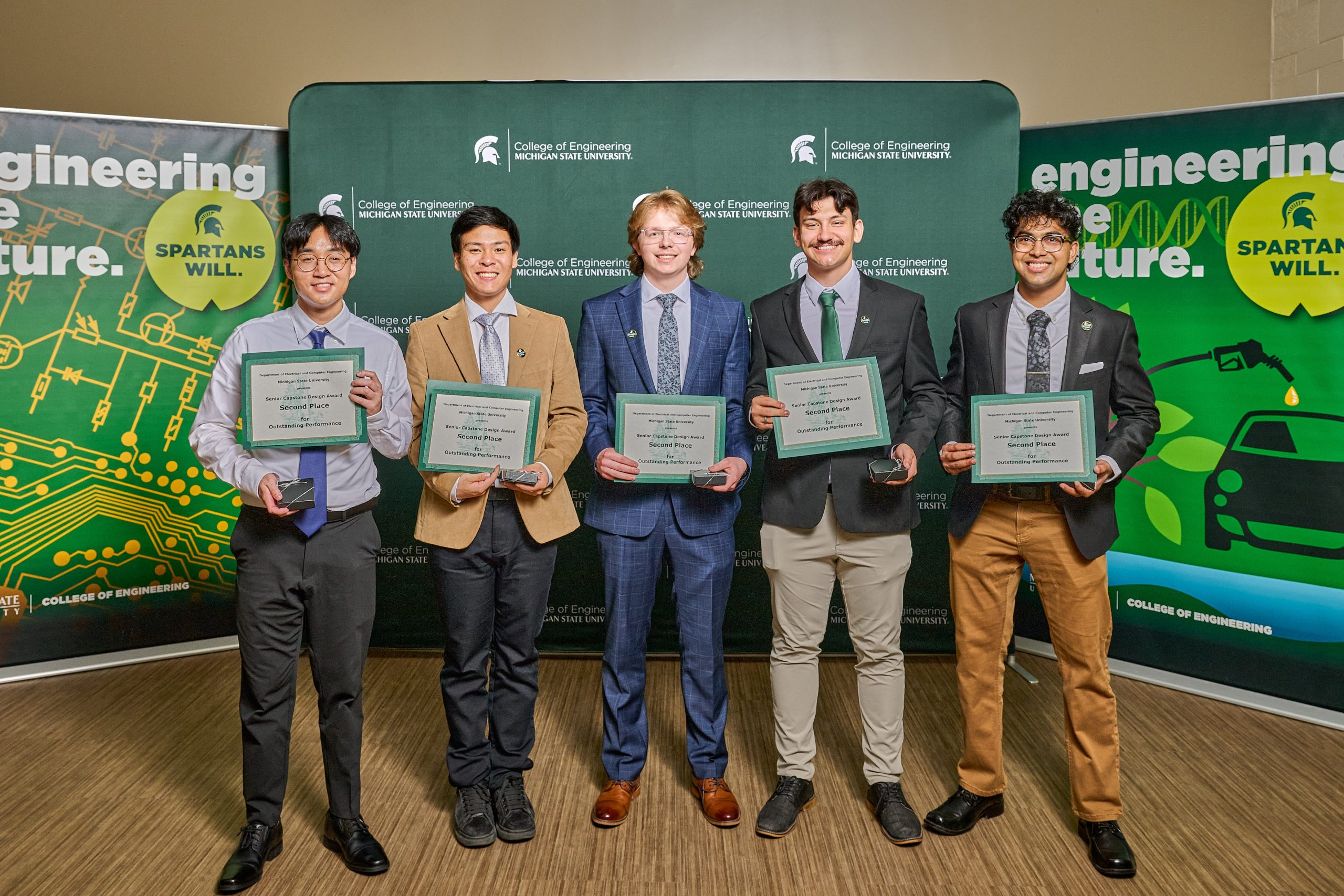 Left to right: Jackie Dinh, Yi-Hung Kan, Matthew Hull, Benjamin Hackman, Pranesh Muthukumar
