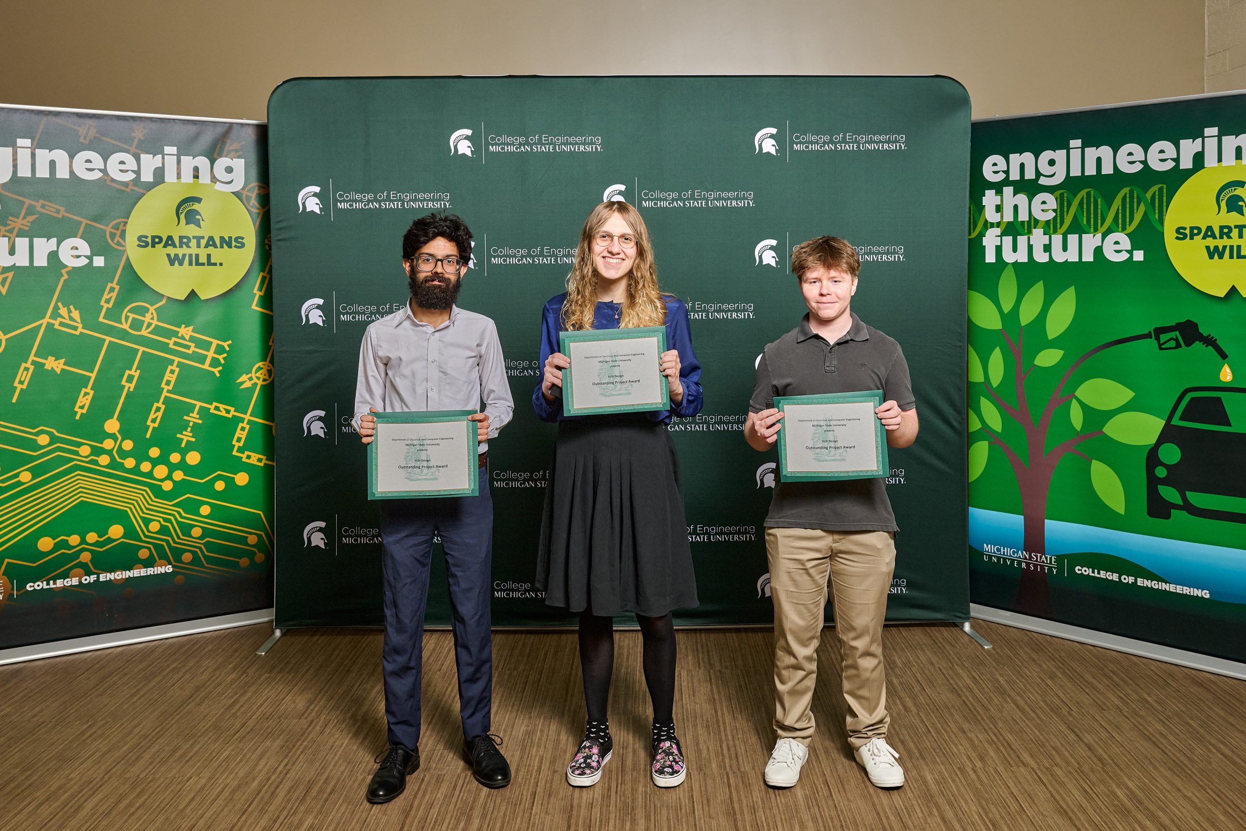 Left to right: Shivanshu Ojha, Rose Spangler, Avery Wiklund