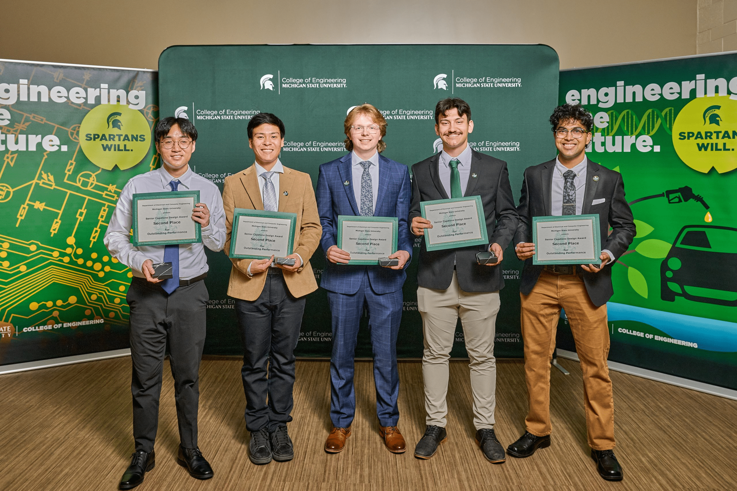Left to right: Jackie Dinh, Yi-Hung Kan, Matthew Hull, Benjamin Hackman, Pranesh Muthukumar