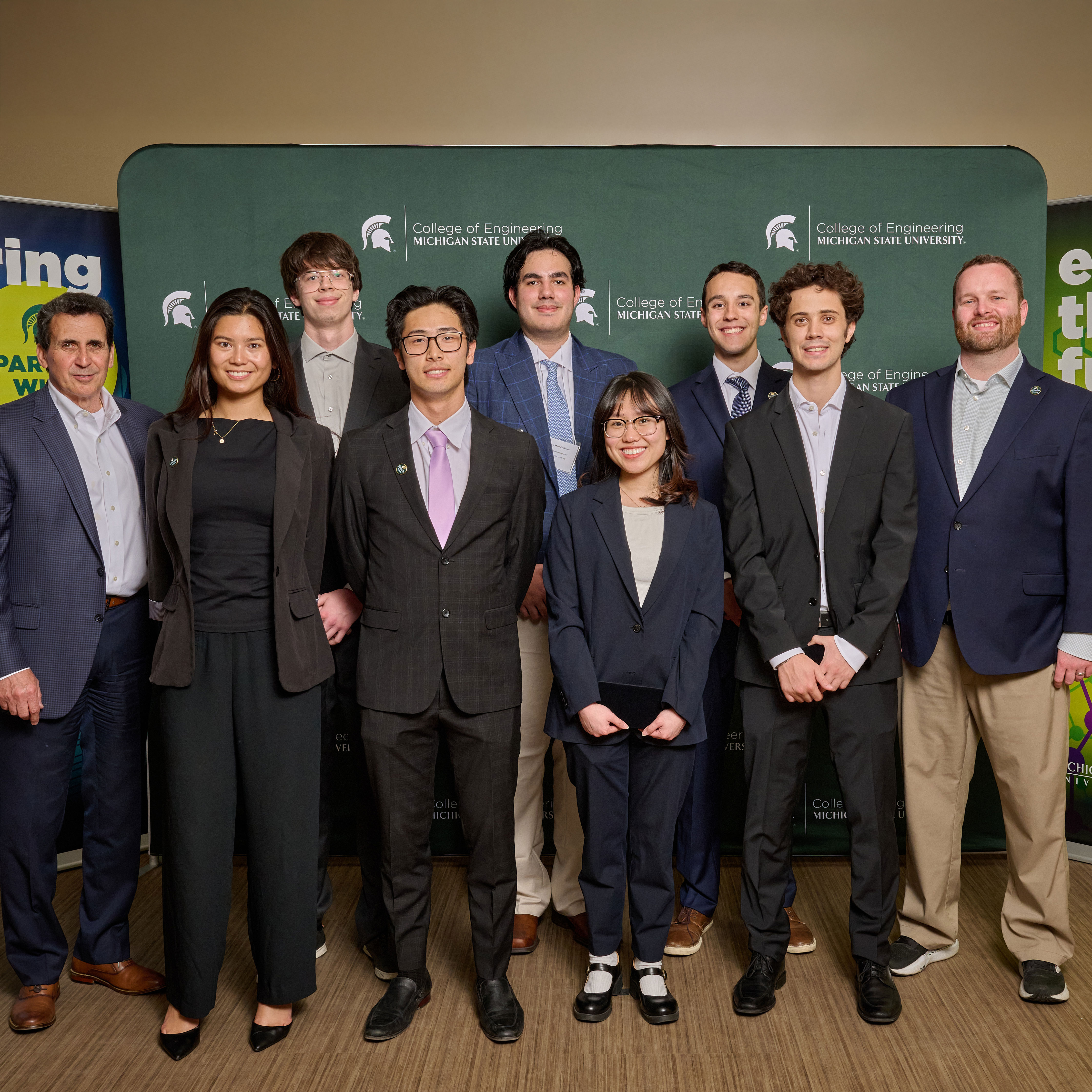 Left to right: Rhea Galbraith, Kyle McCullough, Brian Pae, Alvaro Miranda Tueros, Tracy Pham, Stephen Czyrka, Gabrielle Caciocco 