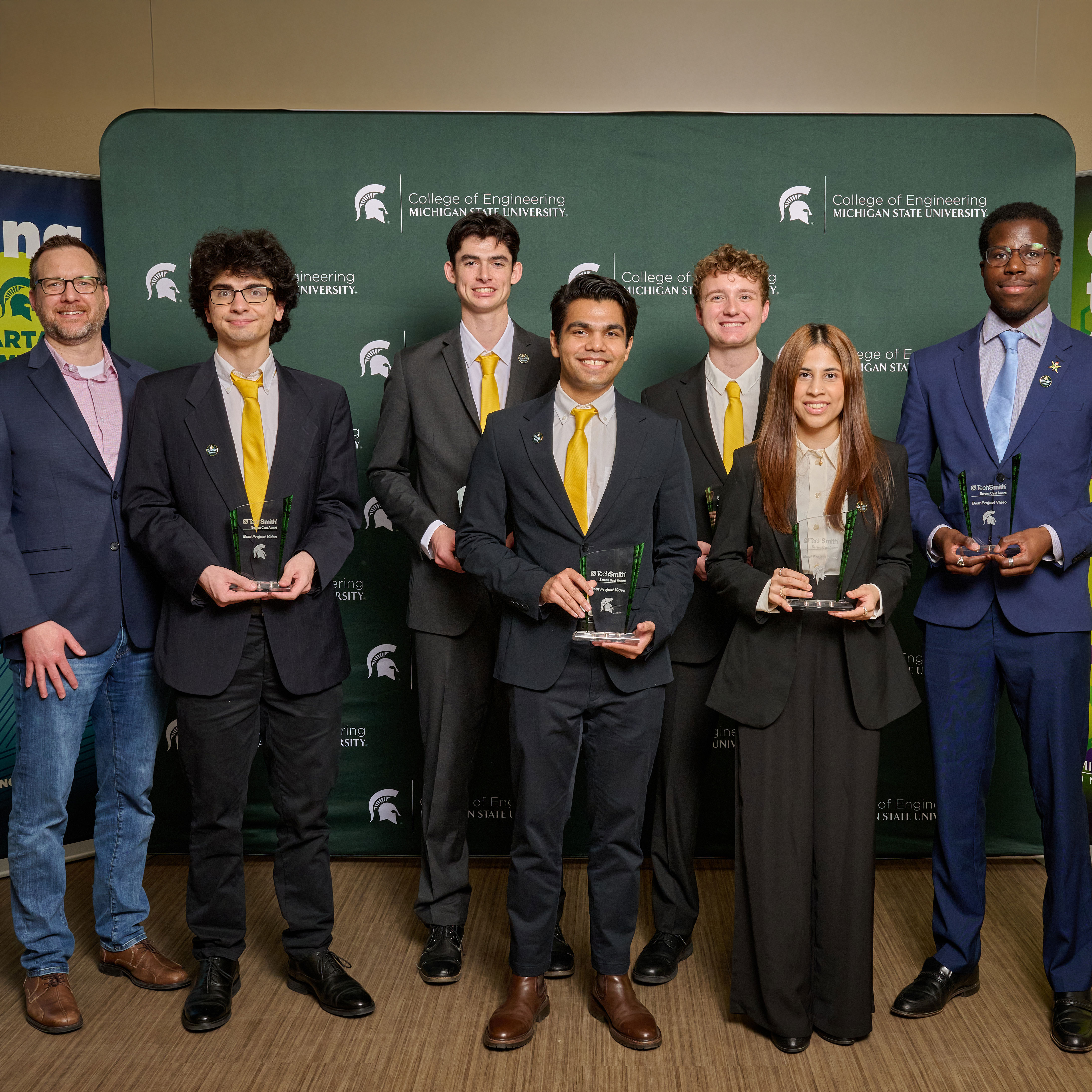 Left to right: Jackson Wright, Samuel Ardinger, Mann Aswal, Calvin Clark, Tanaya Kirtane, Naseeb Bello