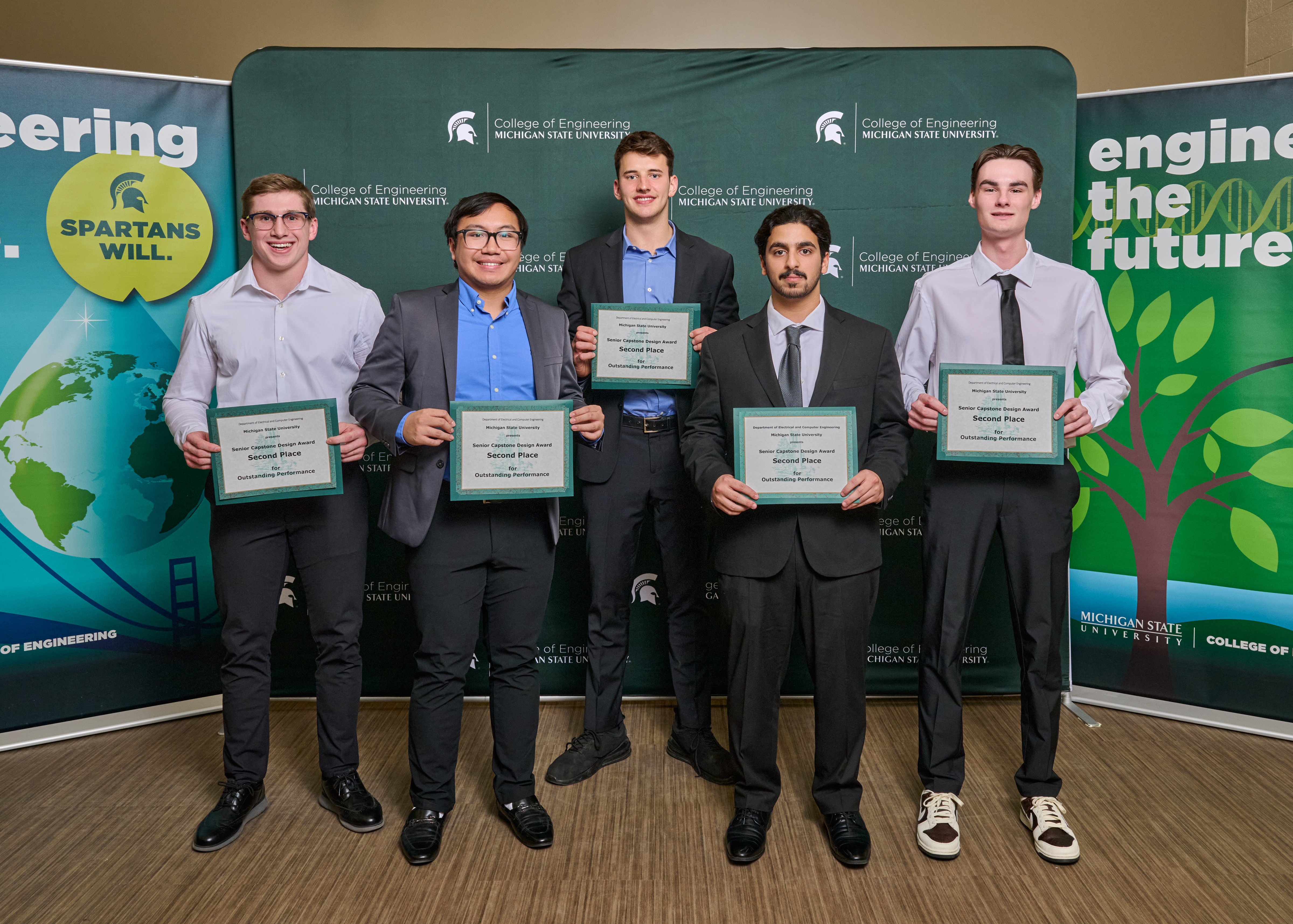 Left to right: Reese Willing, Nathan Tran, Gannon Blair, Fares Alhuwait, Nathan Gerrow 