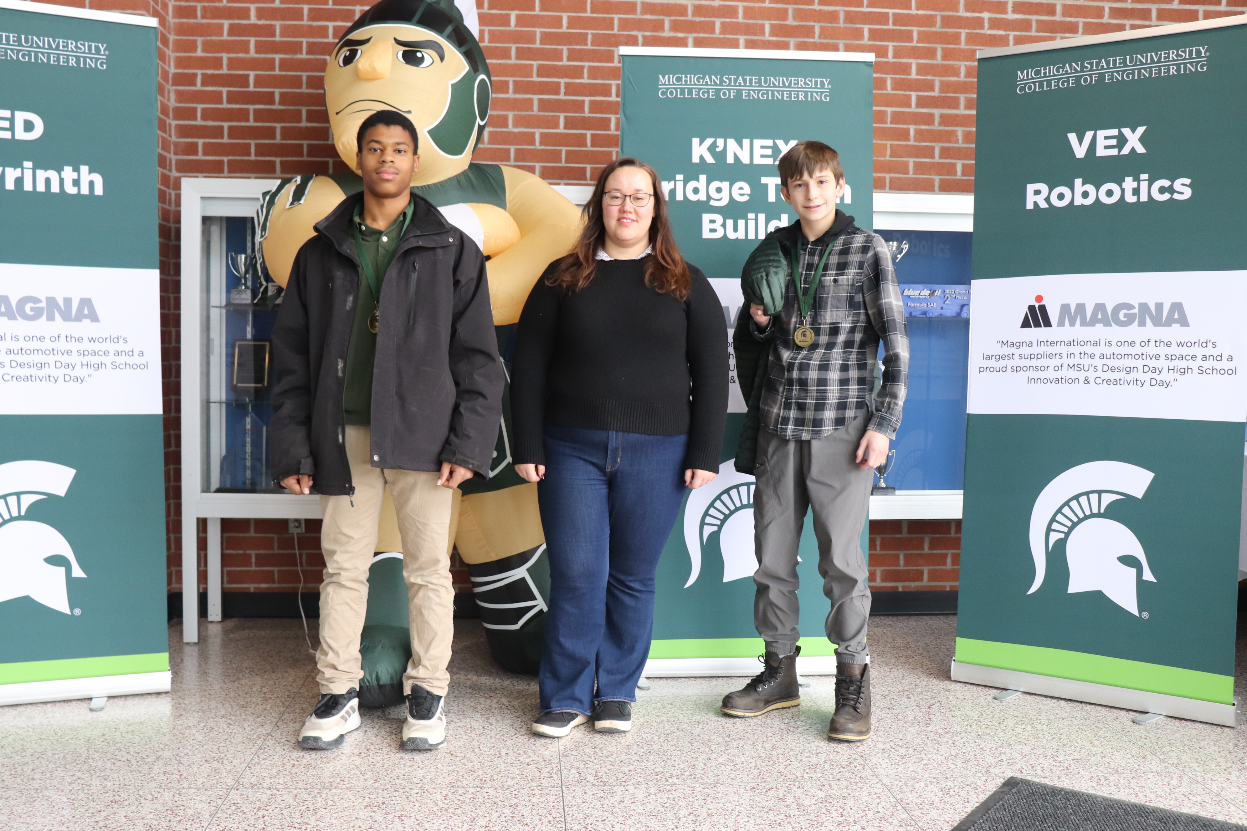 William and Shaundale posing with Sparty