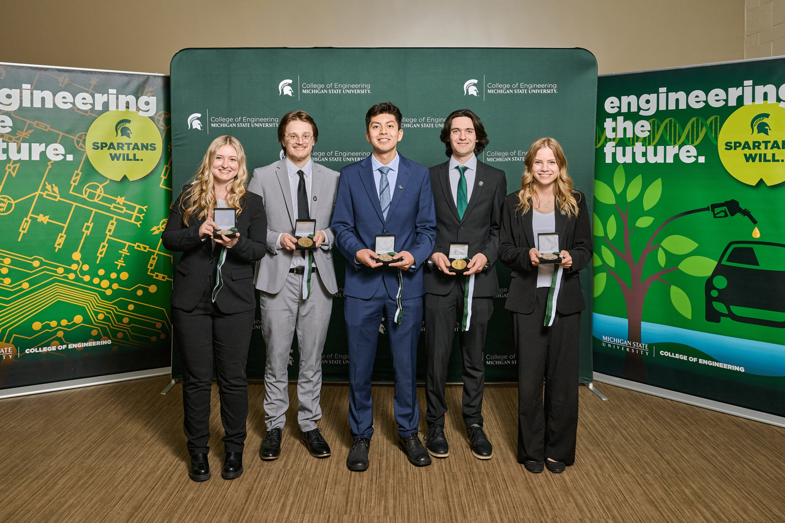 Left to right: Ashley Donbrock, Nathan Zavsza, Joshua Machuca-Gonzalez, Shawn DeFina, Hanna Stabler