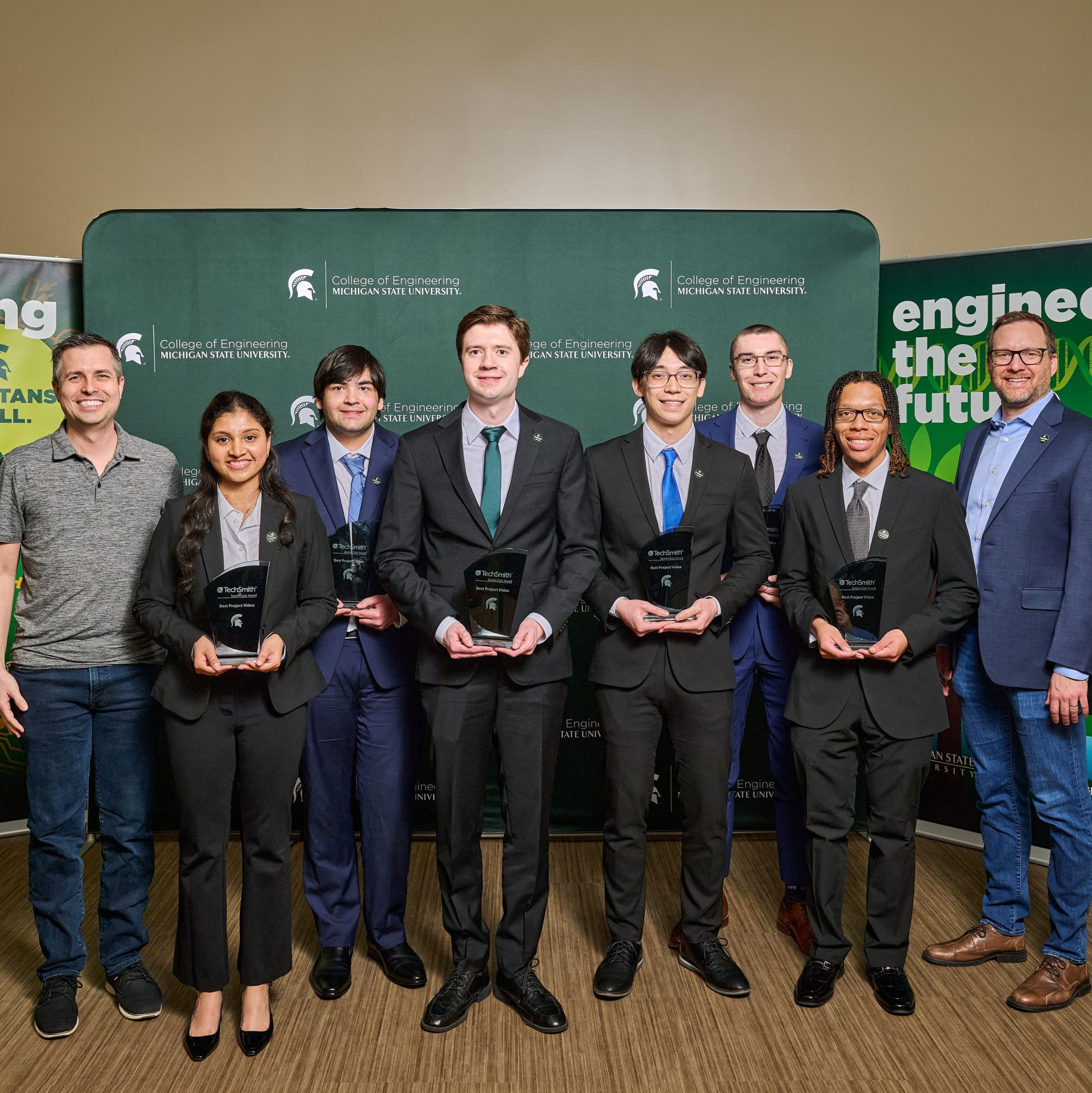 Left to right: Nicholas Felarca, Demetrius Wilson, Brady Johnson, Ananya Chittineni, John Bannon, Chris Nguyen