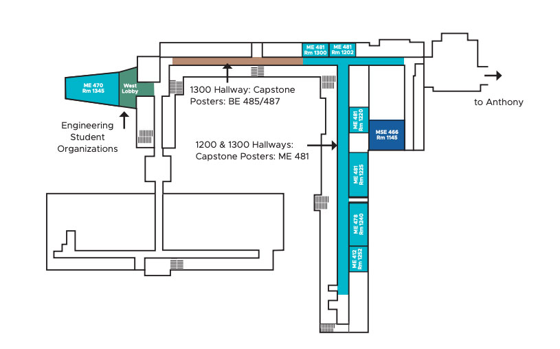 2nd floor layout of the Engineering Building