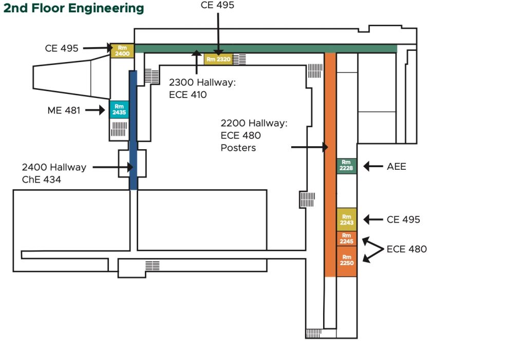 2nd floor layout of the Engineering Building