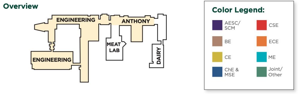 Overview layout of the Engineering Building and Anthony Hall
