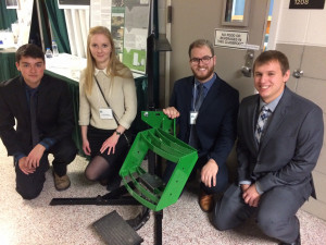 ME students show off their Tractor Step Bracket which aids farmers with disabilities    