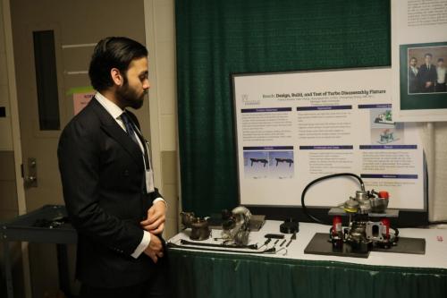 A Bosch Team student discusses their turbo project